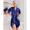 thumbnail image 4 of Ekouaer Silk Nightgowns for Women Button Down Nightshirts Short Sleeve Sleepshirts Sexy Nightdress Satin Sleepwear, 4 of 6