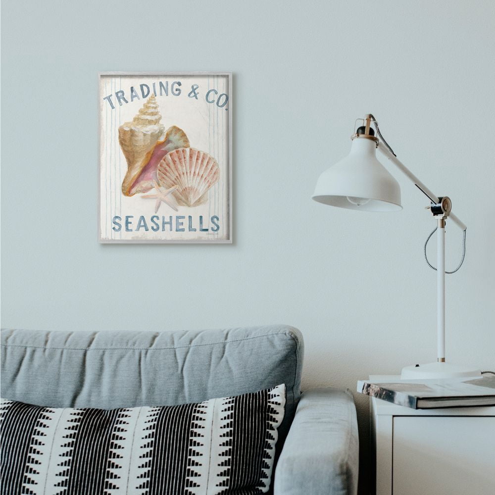 Stupell Industries Seashells Beach Ocean Word Design Framed Wall Art by Danhui Nai