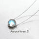 thumbnail image 1 of Collar con colgante de piedra lunar y diseño de bosque de aurora en plata 925, cadena para clavícula con sentido del sentido, 1 of 5