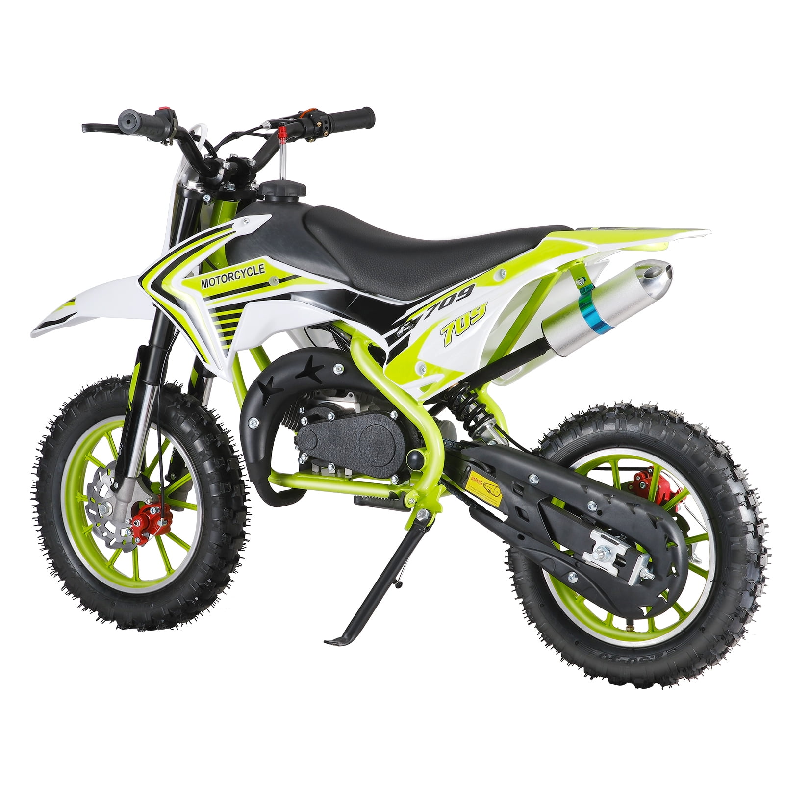 Fompes 49CC 2-Stroke Gas Powered Mini Dirt Bike Kids Dirt Bike 30KM/H Max Speed Easy Pull Start Front & Rear Disc Brakes 330LBS Capacity - Green