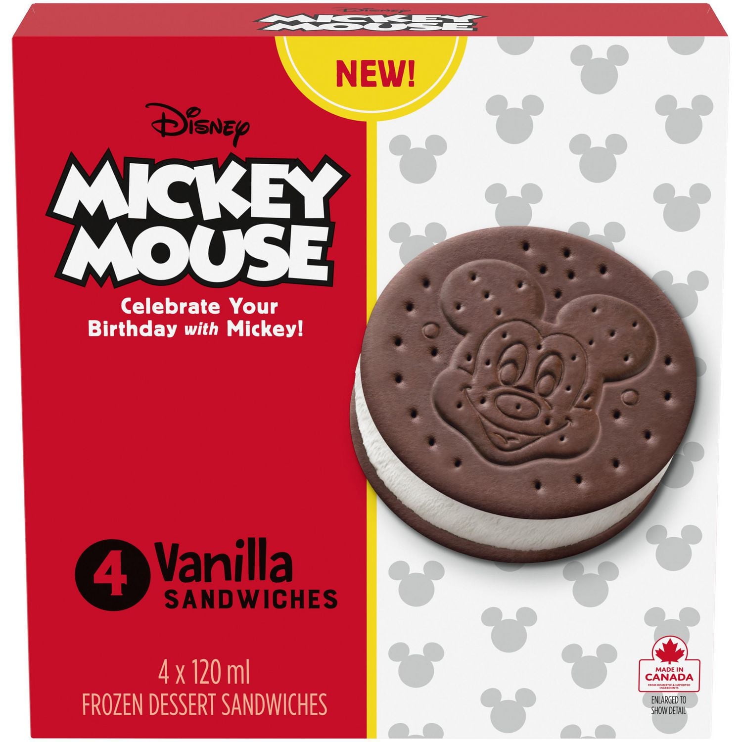 Sandwichs au dessert glacé Mickey Mouse de Disney 4 x 120 ml