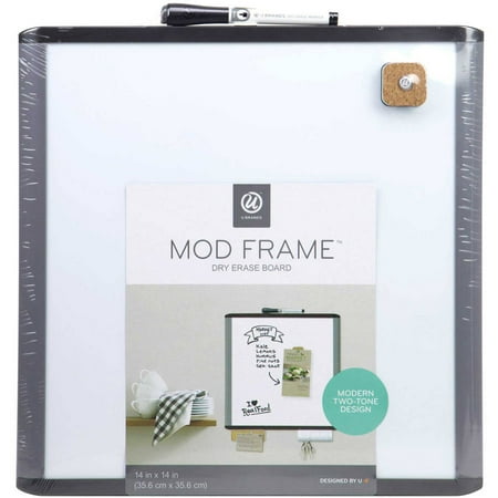 U Brands Magnetic Dry Erase Board, 14" x 14", Mod Frame