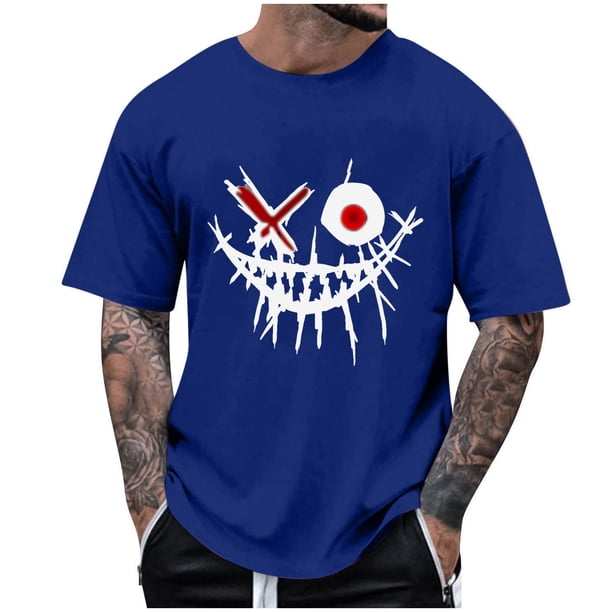 Camisetas de Cuello de la Tripulación de los Hombres de Poliéster Impreso en Seco Rápido, Cuello Redondo de Corte 3D para Gimnasio, Carrera, Ciclismo Y Ocasional