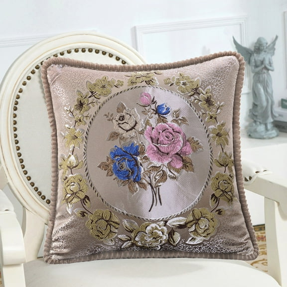 VOAVEKE Summer Pillow Covers 18X18, Couch Pillow Covers, 17.7 Inches 45cm Wide Wide Pack Of European Emboss Flower Pillows Sofa Waist Cushions Car Bedrooms Home Backrests Pillowcases