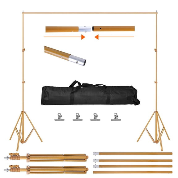 6.5x10ft Adjustable Photography Backdrop Stand Heavy Duty Background Support System with 4 Clamps & Carrying Bag for Photo Video Studio