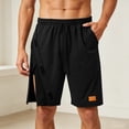 thumbnail image 4 of Erwazi Mens Shorts Solid Tear Away Side Snap Elastic Waist Button Casual Summer Daily Wear Athletic Shorts with Pocket, 4 of 7
