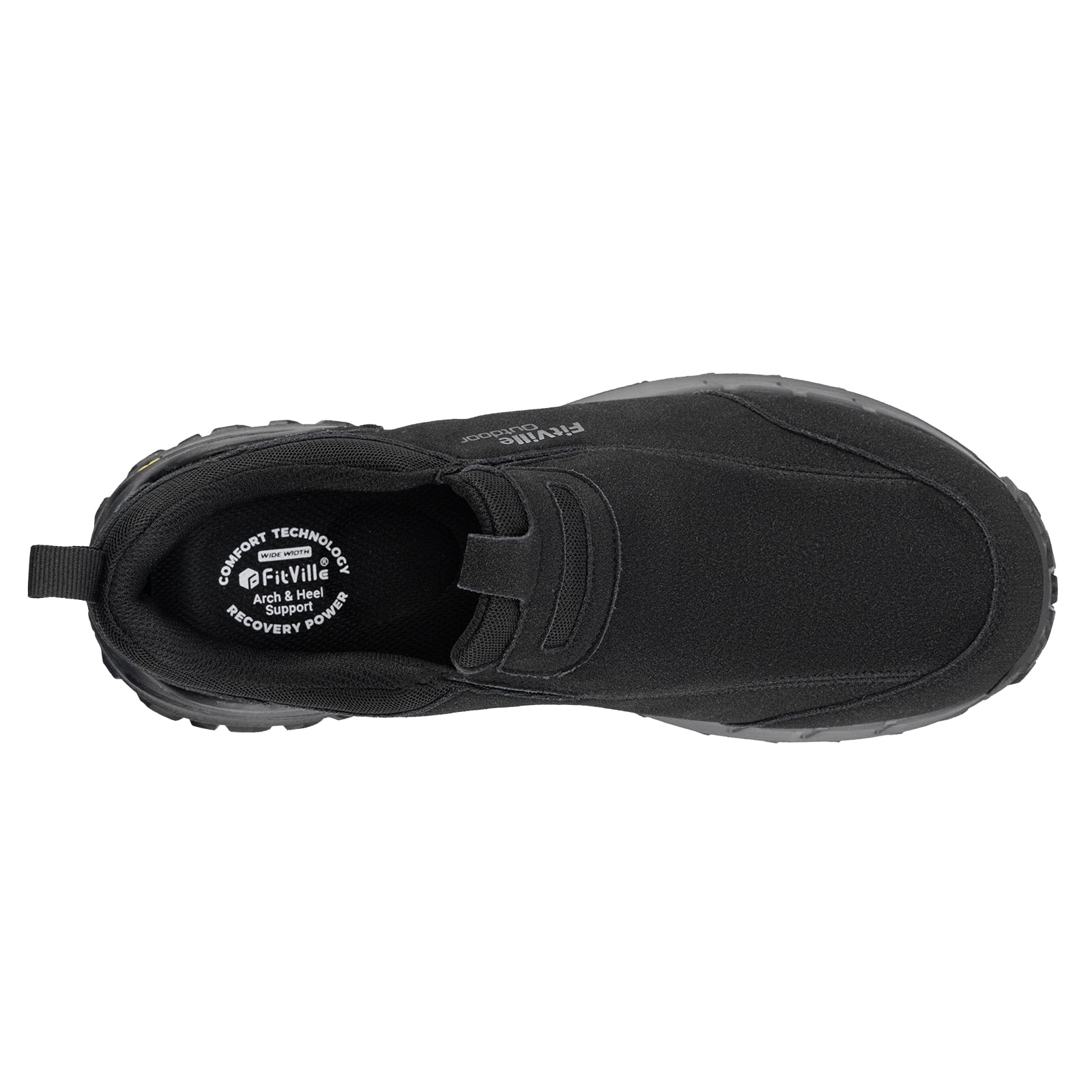 FitVille Wide Mens Slip on Hiking Shoes Trekking Loafer with Arch Support