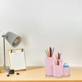 thumbnail image 7 of Pencil Holders Pens Cup Pencil Organizer, 4 Compartment Plastic Cute Pencil Holder for Desktop Supplies and Accessories, Multifunctional Desk Organizer for Office Home(Pink), 7 of 7