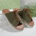 thumbnail image 6 of Hopeusnice Slippers for Women Non-Slip PU Materials Summer Shoes Soft Breathable Open Toe Flat Heel Trendy Women's Slippers Roman Boho Style Shoes for Beach Lightweight Walking Shoes Army Green 38, 6 of 9