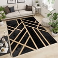 thumbnail image 2 of 3D Black Gold Marble Area Rugs, Yellow Geometric Retro Lines Irregular Bedroom Rug, Non-Slip Mat Soft and Comfortable Light Texture Apply to Dorm Room Office Family and Pet 5x8ft, 2 of 6