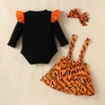 thumbnail image 6 of KONDYS Baby Girls Outfits Sets Halloween Theme Long Sleeve Romper Dress 3 Piece Set Casual Party Wear For 1-12 Months Comfortable Elastic Waist Breathable Soft Baby Set Outfits 3-6 Months, 6 of 8