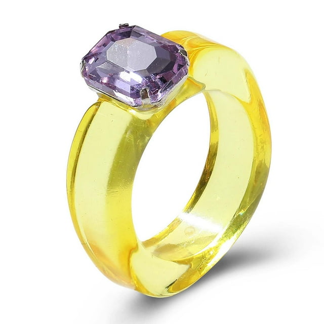 Anillo de diamantes de color gelatina, dulce y colorido, femenino y lindo, anillo de resina, anillo de diamantes
