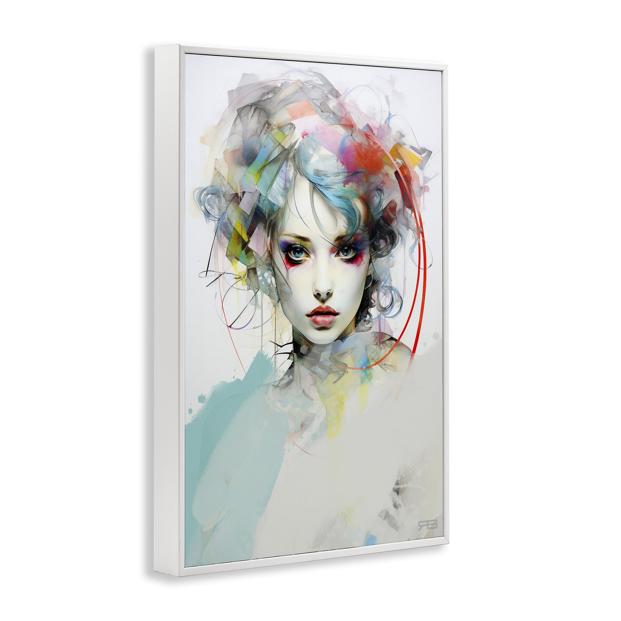 Stupell Industries Abstract Hair Visage Novelty Painting White Framed Art Print Wall Art, 16 x 24