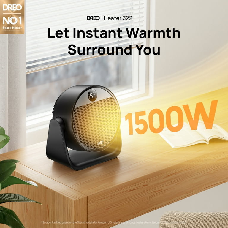 DREO Heater, Space Heater with 60° Adjustable Tilt, 1500W Electric