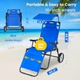 thumbnail image 6 of Slsy Beach Chair with Canopy Shade, Folding Beach Cart Chair w/Wheels, Outdoor Recliner Patio Lounge Chairs for Camp, Tailgates, Fishing - Support 400 LBS, 6 of 13