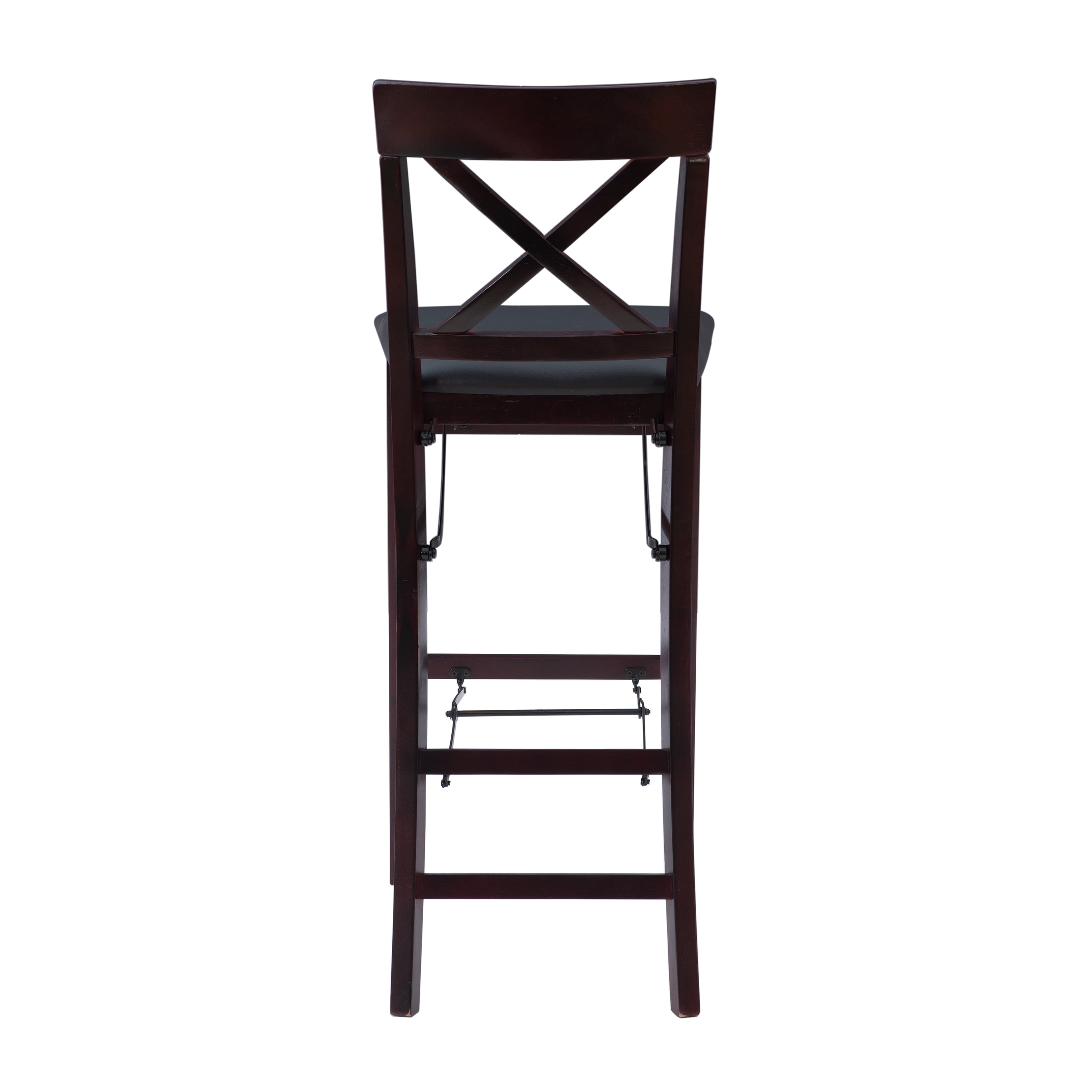 Linon Torino 30" Cross-Back Indoor Folding Wood Bar Stool, Espresso/Dark Brown