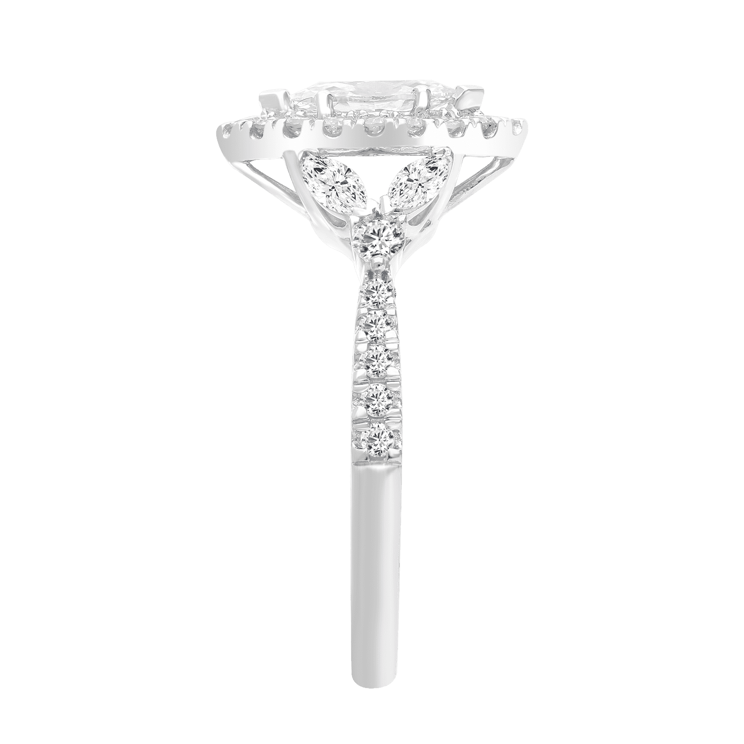 Brilliance Fine Jewelry Marquise 1 Carat Lab Grown Diamond Engagement Ring in Sterling Silver