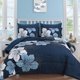 thumbnail image 1 of Juego de edredón Luxudecor, tamaño queen, 7 piezas, azul marino, 1 of 7