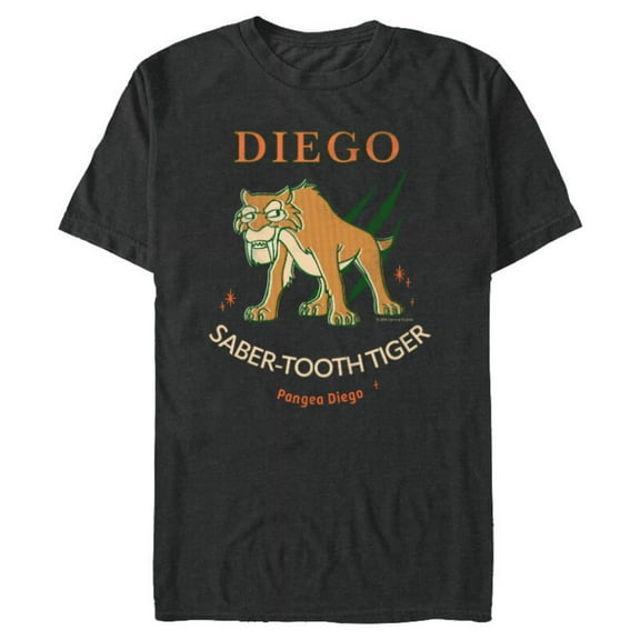 Ice Age Diego Saber-Tooth Tiger Halftone - Short Sleeve Blended T-Shirt for Adults - Customized-Dark Heather