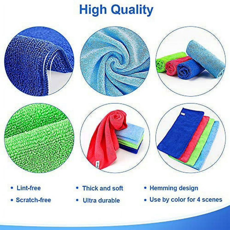 ovwo 12Pcs Premium Microfiber Cleaning Cloth Highly Absorbent, Lint Free,  Scratch Free, Reusable Cleaning Supplies - for Kitchen Towels, Dish Cloths