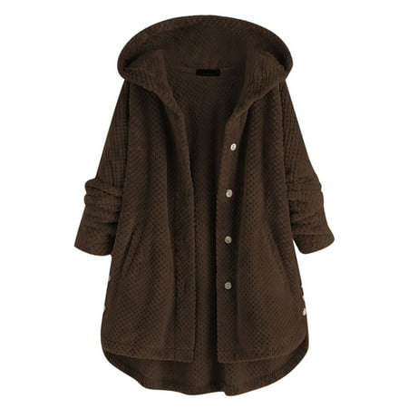 

Scrub Fleece Jacket Fashion Womens Long Sleeve Loose Solid Coat Custom Casual Women Winter Hooded Coat Plus Size Women s Coats