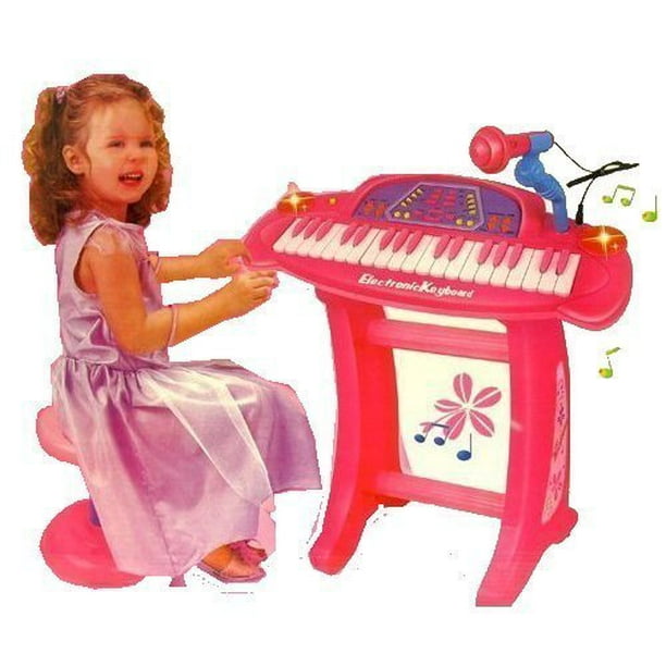36 keys Pink Piano/Keyboard set with Microphone and stand/Chair