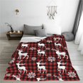 thumbnail image 5 of Pofeuu Plaid Reindeer Snowflakes Print Ultra-Soft Micro Fleece Blanket,for Bed Or Sofa,All Season Throw Blankets Flannel Blanket-40"x30", 5 of 7