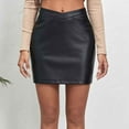 thumbnail image 4 of uublik Leather Skirts for Women High Waist Casual High Waist Zipper Mini Skirt, 4 of 4