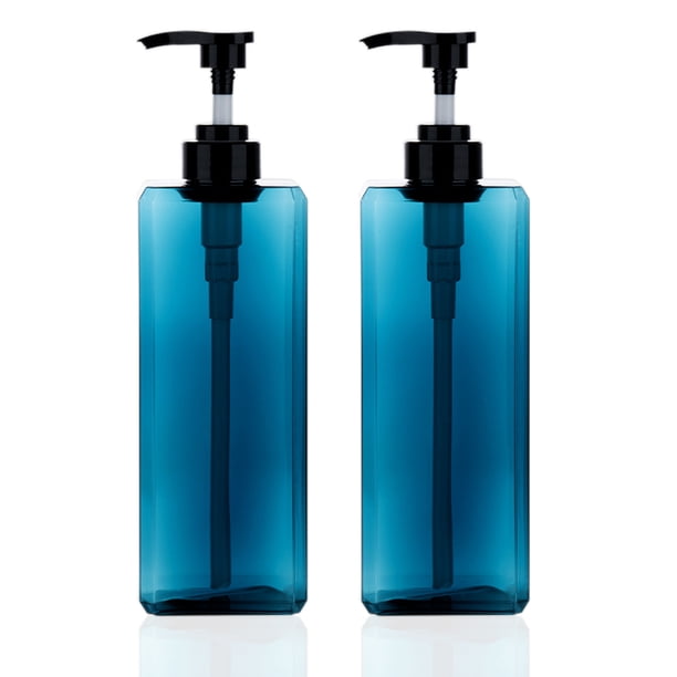 Paquete de 2 dispensadores de botellas con bomba de 1000ml, dispensador de loción de plástico cuadrado rellenable, botella con bomba de loción vacía para champú, loción y jabón