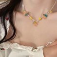 thumbnail image 2 of 1 Uds. Collar de cuentas colorido multicapa de color rosa dulce y fresco, adecuado para la mayoría de las personas, collar decorativo, 2 of 5
