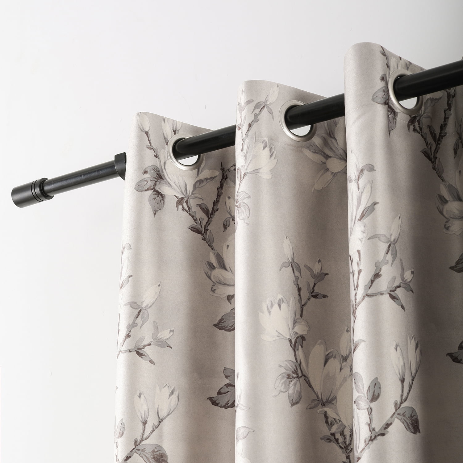VOGOL Magnolia Flower Blackout Curtains for Bedroom, Grommet Thermal Insulated Room Darkening Curtains for Living Room Patio Door Window Drapes, 2 Panels, W52 x L96, Grey