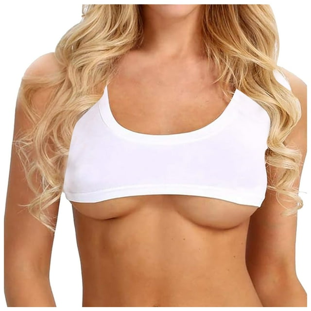 Top corto sexy de manga corta para mujer - Color liso, cuello redondo - Ropa de club, pareo de playa - Tallas S-XL