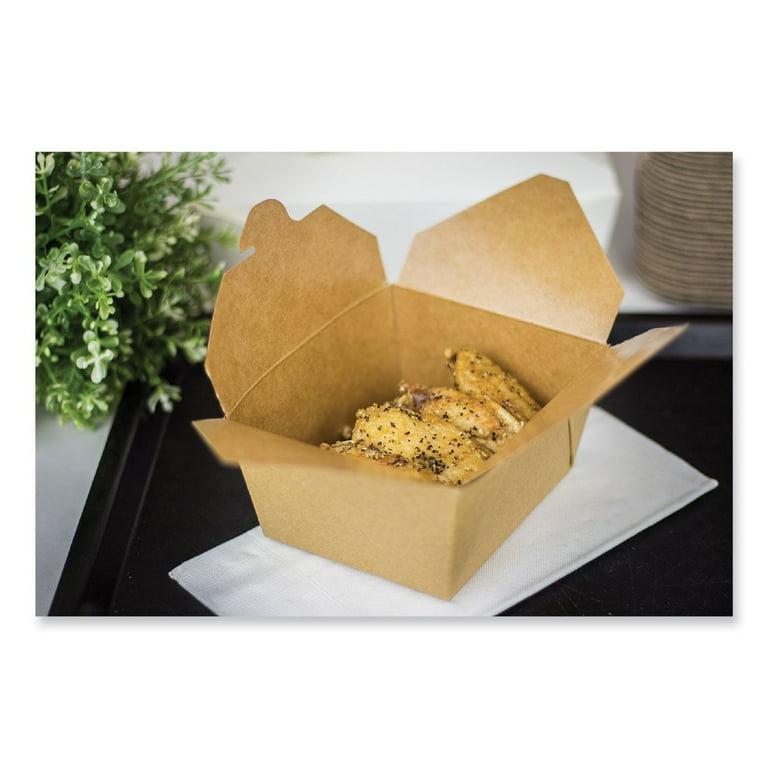 Reclosable Kraft Take-Out Box, 30 oz, Paper, 450/Carton Reclosable Kraft Take-Out Box, 30 oz, Paper, 450/Carton