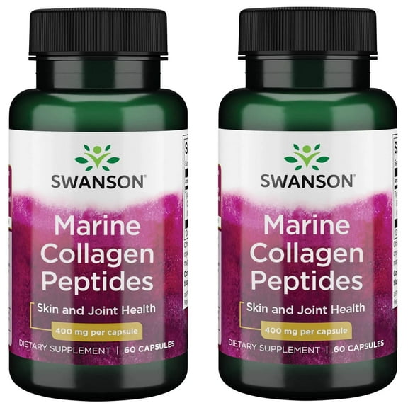 Swanson Type I Hydrolyzed Marine Collagen Peptides 400 mg 60 Caps 2 Pack