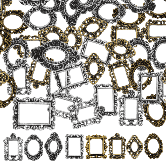40 PCS Mini Metal Foto Frame Art Barroque Barroque Marco de imágenes Decoración de arte de uñas