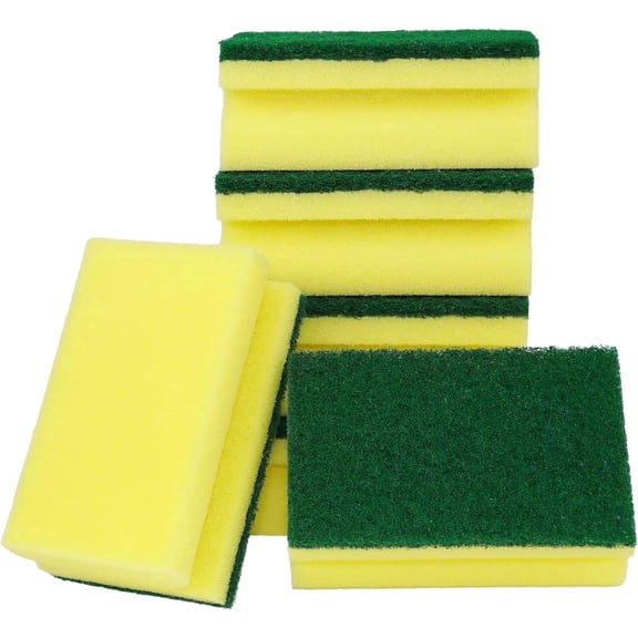 6 Pack Heavy Duty Scrub Sponge, Dual-Sided Dish-Washing & Cleaning Sponge for Kitchen, Bathroom and Home Cleaning