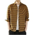 thumbnail image 2 of LEBONYARD Mens Coats Big and Tall,Men's & Big Men's Zip-Front Flannel Shirt Jacket,Men Casual Printing Pocket Long Sleeve Turndown Collar Blouse Shirt Yellow XXXL, 2 of 6