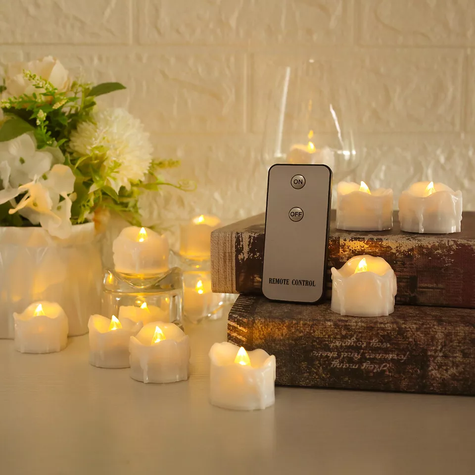 Zyler - 12Pcs Flameless Led Candle Tea Lights Flicker W/ Remote Control Battery Operated