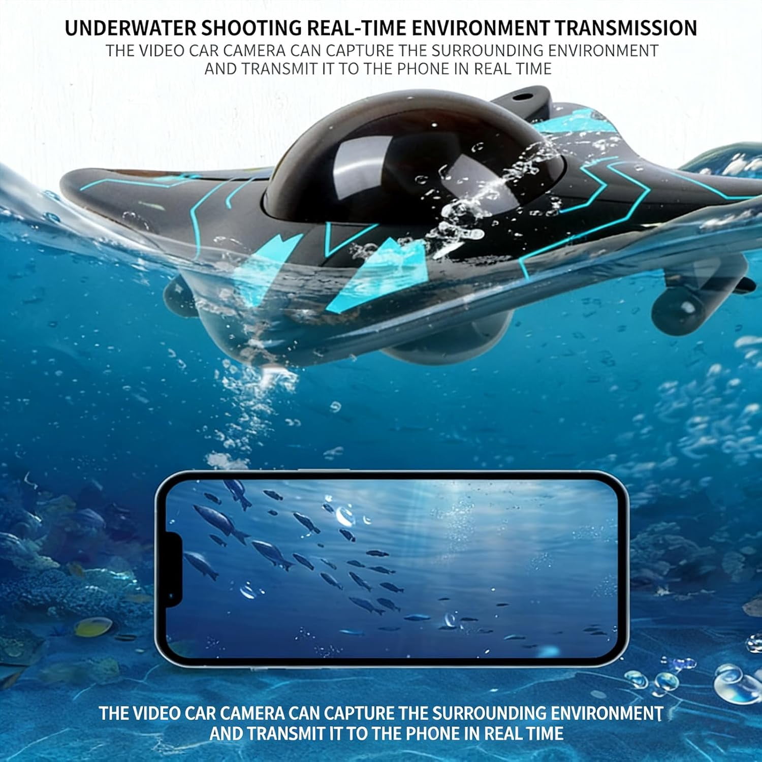 Underwater Drone with Camera, Bionic Design, Submarine Water Photography Device Remote App Control,WiFi Wireless Connectivity, Real-Time Image Transmission for Exploration Pools & Lakes