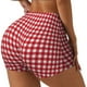 thumbnail image 1 of Fotbe Red Checkboard Shorts Sin Costuras – Shorts Deportivos de Cintura Alta para Mujer, Elásticos para Gimnasio, Yoga, Running o Ciclismo-Medium, 1 of 8