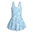 thumbnail image 4 of Uourmeti Seashell & Mermaid Tail Print Girls Swim Dress - One Piece Skirted Bathing Suit with Quick Dry, Stretchy Fabric for Pool & Beach, 4 of 8