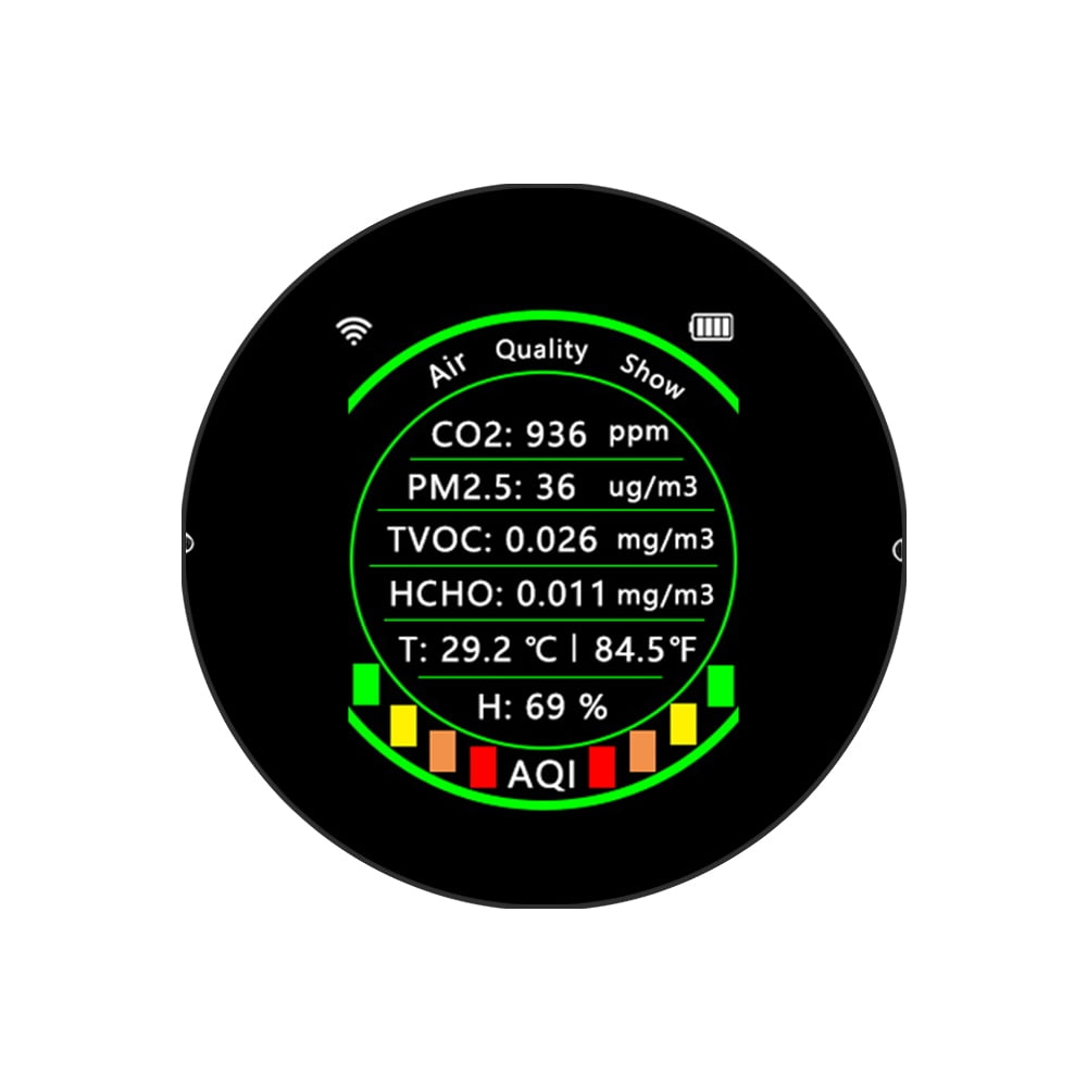 Tuya wifi 7 in 1 intelligent air quality detector pm2.5 co2 tvoc hcho  temperature humidity aqi detector