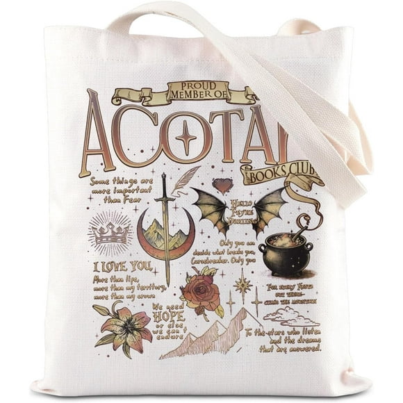 ACOTAR Merchandise Inspired Tote Bag SJM Merch Book Club Gift Velaris Night Court Fantasy Reader Fans Shoulder Bag