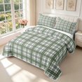 thumbnail image 3 of Manfei Green White Plaid Twin Quilt Set,Vintage Check Twin Coverlet Set,2 Pieces,1 Bedspread and 1 Pillowcase, 3 of 7