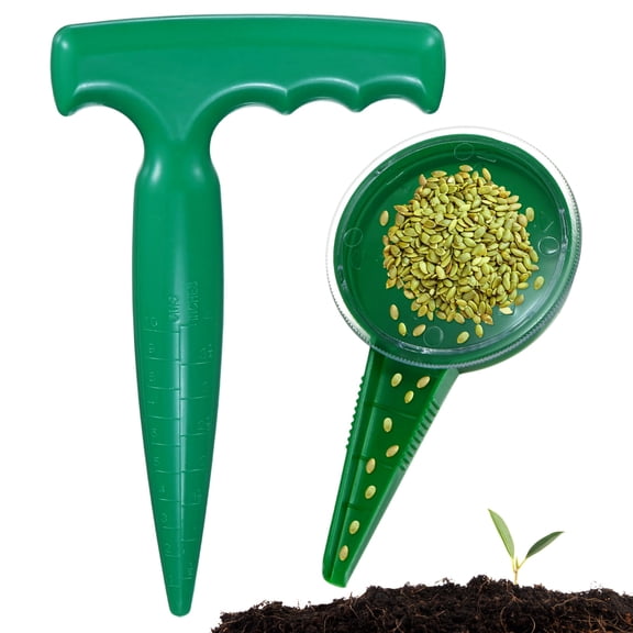 Uxcell 1-Set Seed Planter Tool, Plastic Hand Dibber Garden Tool with Handle for Sowing Seeds/Transplanting [Dark green]