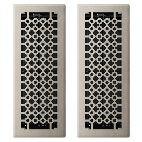 Imperial RG3411 4 x 12-Inch San Francisco Decorative Floor Register, Brushed Nickel, 2 Pack