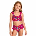 thumbnail image 4 of JAJAHO Girls Bikini Set 2 Piece Swimsuits For Kids Summer Heart Printed Spaghetti Strap Ruffle Bathing Suit 3-7Y Versatile Beachwear, 4 of 7