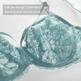 thumbnail image 4 of Exerin Women's Sexy Lace Bras Underwire Plus Size See Through Mesh Sheer Bra(32DD,Blue), 4 of 5