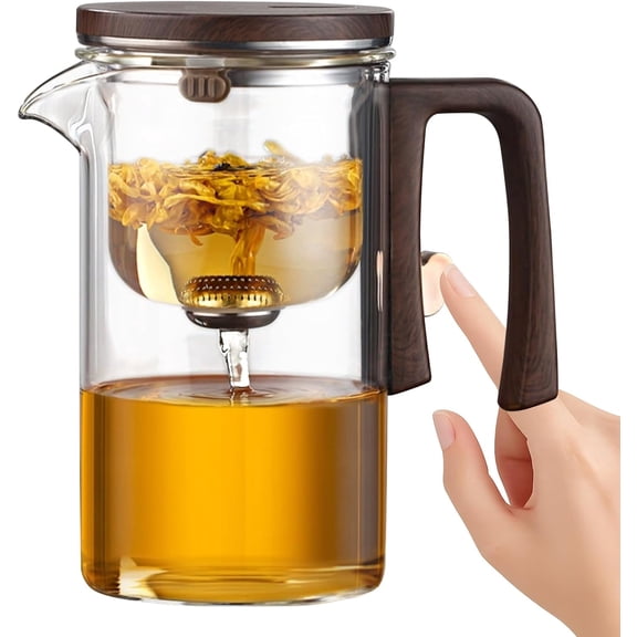 SSAWcasa 720ml Glass Tea Pot with Magnetic Infuser, Borosilicate Glass Teapot with Lid and Handle, Loose Leaf Tea Brewer
