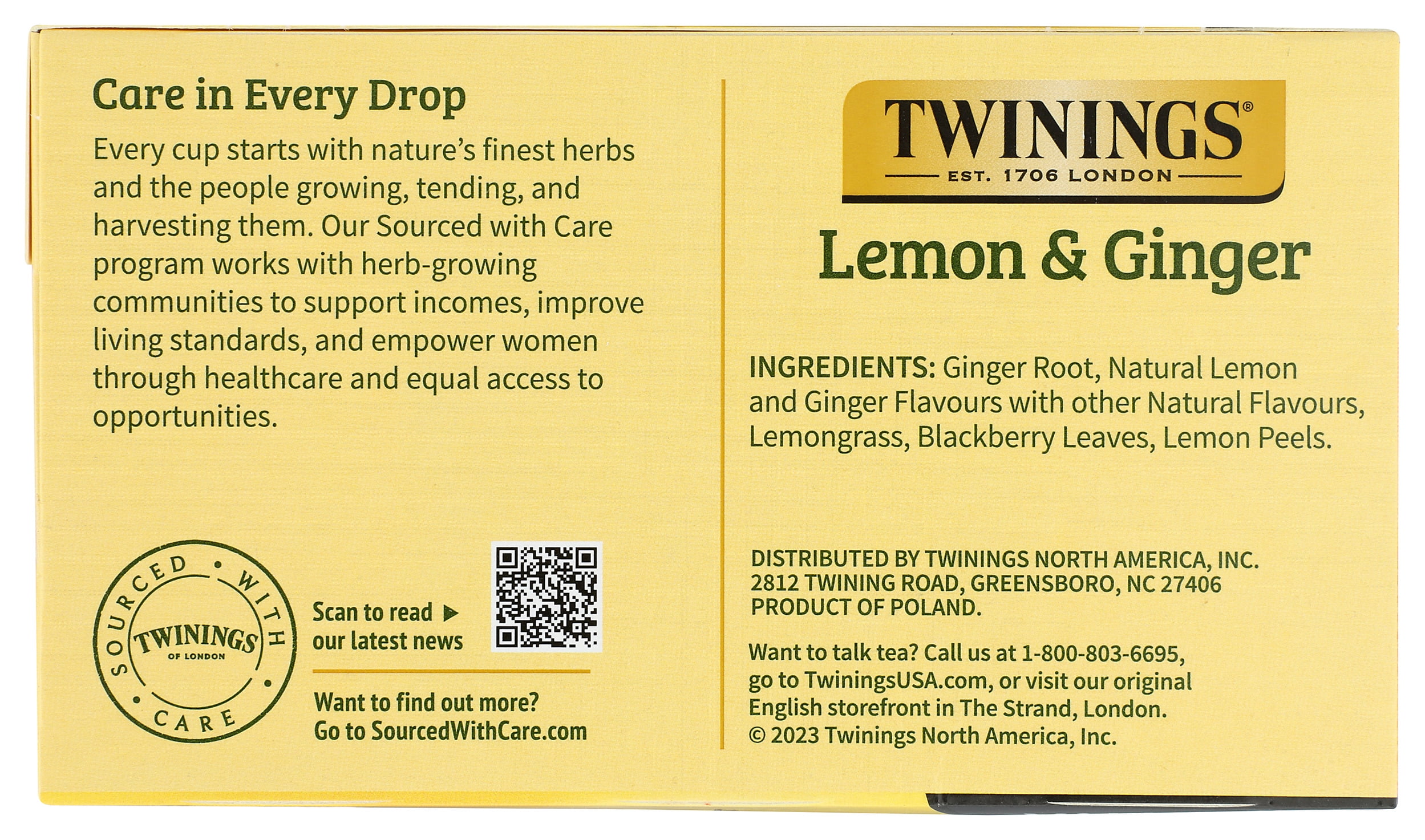 Pack of 6, Twinings of London Lemon & Ginger Herbal Tea, 2.6 oz